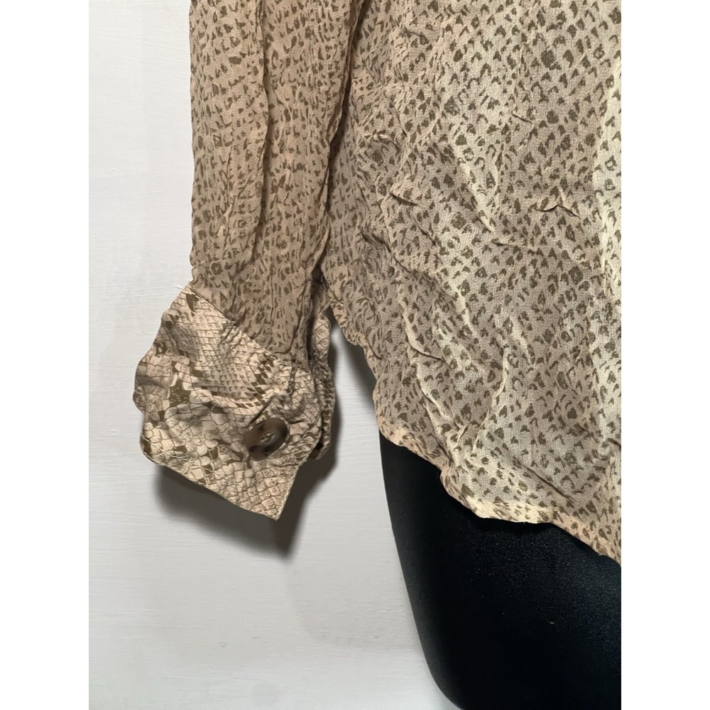 Vera Cristina 100% Silk Button Up Top Snake Print Animal Sexy Chiq Slim Petite View 3